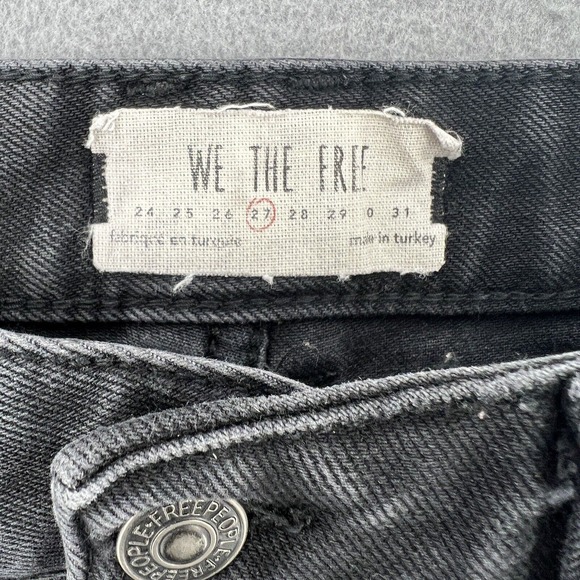 We the Free Button Fly Jeans Women 27 Black Free People Faded Wash Raw Hem Denim - Picture 2 of 6